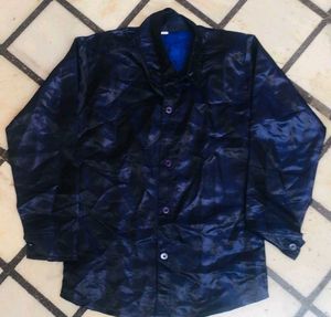 Vintage Shiny Navy Button-Down Coat Pant