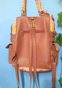 2 in 1 .Floral Print Backpack with bow