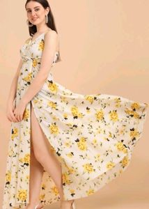 Floral Print Maxi Dress with side slit