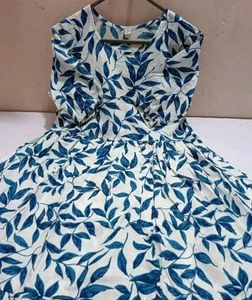 Blue Floral Print Anarkali Kurti