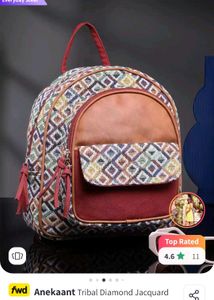 Cotton And Vegan Leather Bag