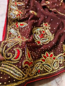 daimond work Georgette saree with blouse 😍