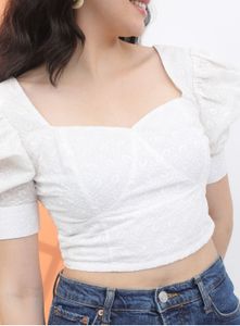 Elegant White Sweetheart Crop Top