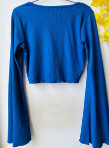 Blue Bell Sleeve Crop Top