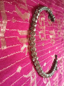 Silver Tone Rhinestone Choker Necklace