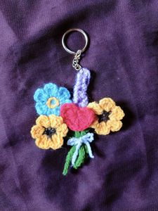 Crochet Flower Bouquet Keychain