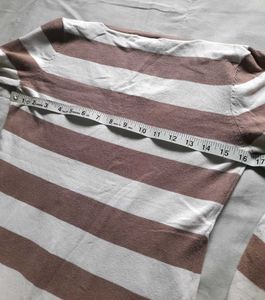 Rue21 Brown &amp; White Striped Sweater Women&#39;s Top M