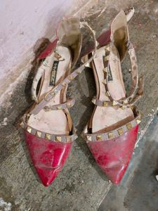 Shein Red Studded Flats