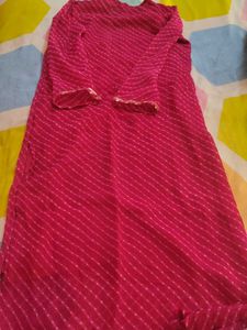 Pink Embellished Kurti Set With Pants