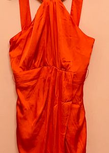 Last Chance 💥Saffron Elegance Mini Satin Dress