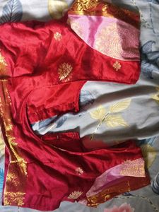 Red &amp; Gold Floral Saree