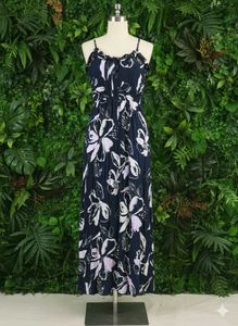 Navy Floral Ruffle Neck Maxi Dress | Summer Ready