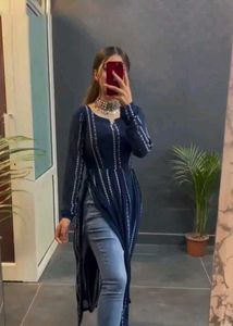 Elegant Blue Printed Kurta