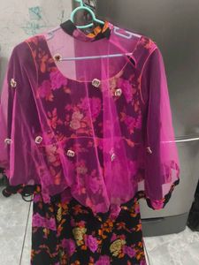 Floral Print Black Dress