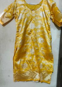 Yellow Stitched Kurti And Plazo