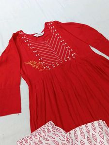 Red Kurti &amp; Pant Set