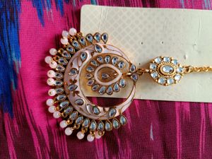 Combo of Maangtika beads pink, ad mangtika