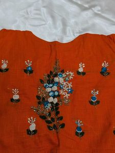 Embroidered Orange Blouse