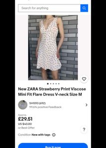 Zara Strawberry 🍓 printed Mini Dress🤤
