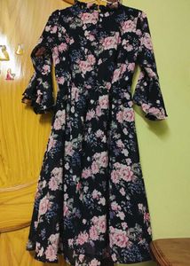 Women Fit and Flare Multicolour Below Knee Dress