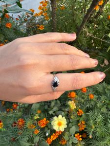 real silver Black Stone Ring