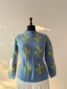 Cactus Print Knit Sweater