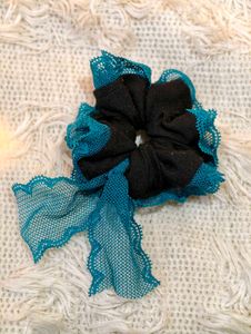 Teal Lace Scrunchie
