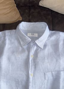 Uniqlo Linen Sky Blue Shirt