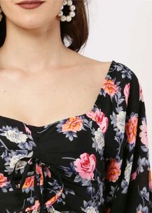 Floral Print Tie-Front Top