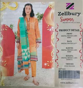 Orange &amp; Green Embroidered Shalwar Kameez