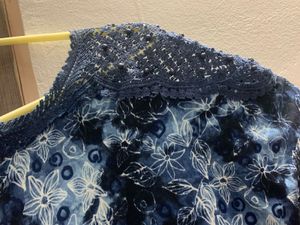 Smocked Blue Printed Top