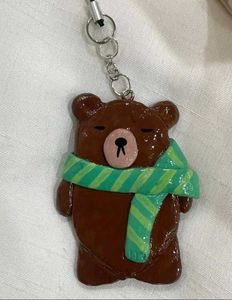 Cozy Brown Bear 🐻 💚 Keychain