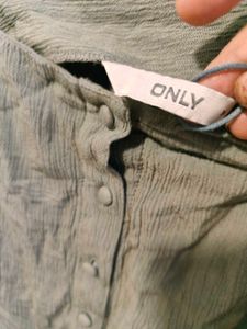 Olive Green Button-Down Blouse