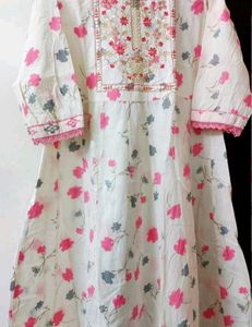 Embroidered Neck And Long Kurti