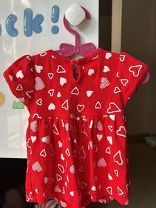 Cute Little Red Heart Baby Girl Frock