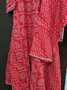 Red &amp; White Printed Kurta