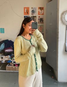 Cute Green Trim Cardigan