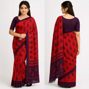 Elegant Red Printed Saree