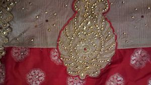 Gorgeous Red&amp; Gold Embroidered Banarasi Saree