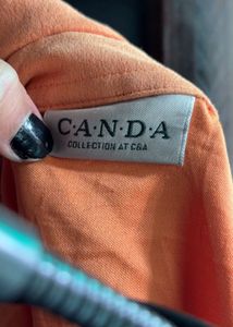 Orange Collared Button-Down Shirt