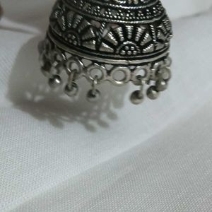 Vintage Style Silver Tone Jhumka Earrings