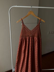 NEW LOOK  Cotton Crochet Maxi Dress in Rust Orange