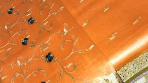 Unused Festive Wear  Sari with Gold Borde