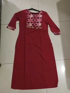Maroon Printed Kurta Set