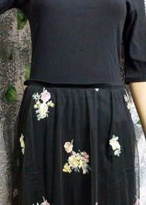 Floral Embroidered Black Dress