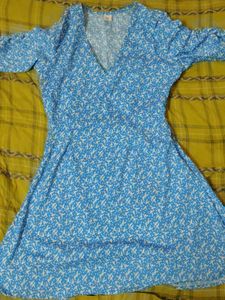 Blue Floral Print Dress