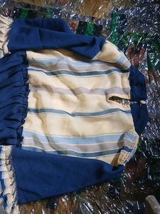 Striped Navy Blue &amp; Yellow Top