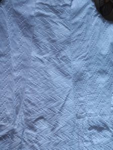 Pure cotton white coloured boatneck chikankari kur