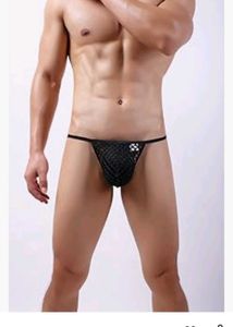 Men's Black Fishnet Thong