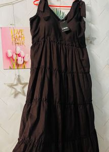 Beautiful Coffee Brown Cotton Maxi Dress